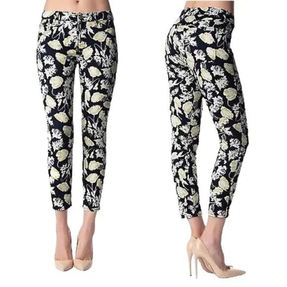 7 FOR ALL MANKIND The Cropped Skinny - Black Floral 26 - Picture 1 of 12